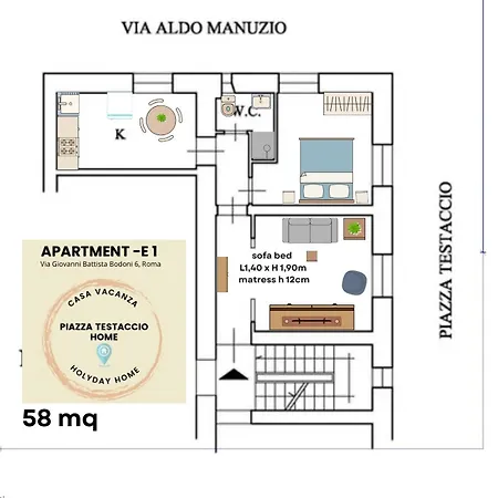 Piazza Testaccio E 1 Accogliente Con Vista Piazza Testaccio 아파트 로마